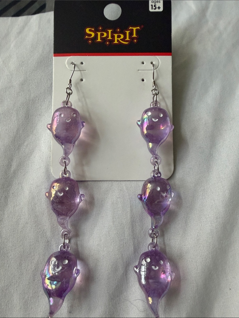 Spirit Iridescent Purple Ghost Dangle Earrings